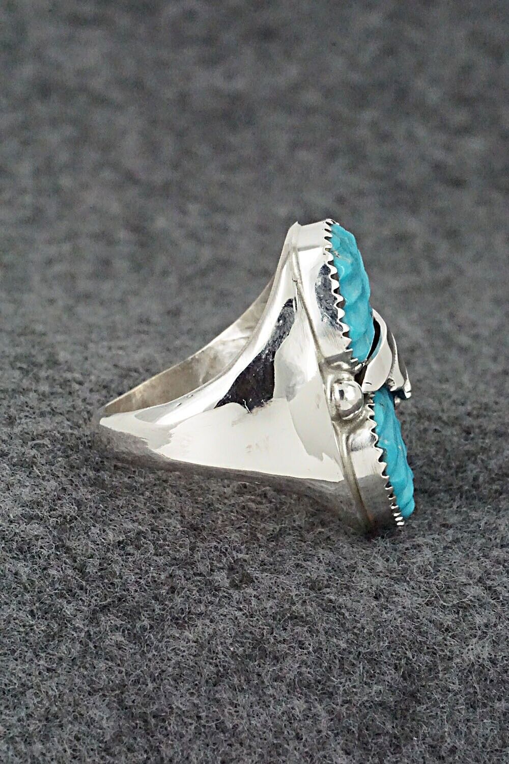 Turquoise & Sterling Silver Ring - Lyolita Tsattie - Size 8.5