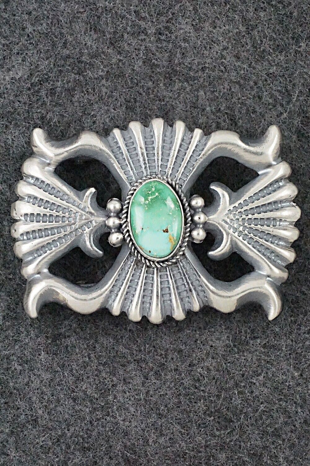 Turquoise & Sterling Silver Belt Buckle - Harrison Bitsue