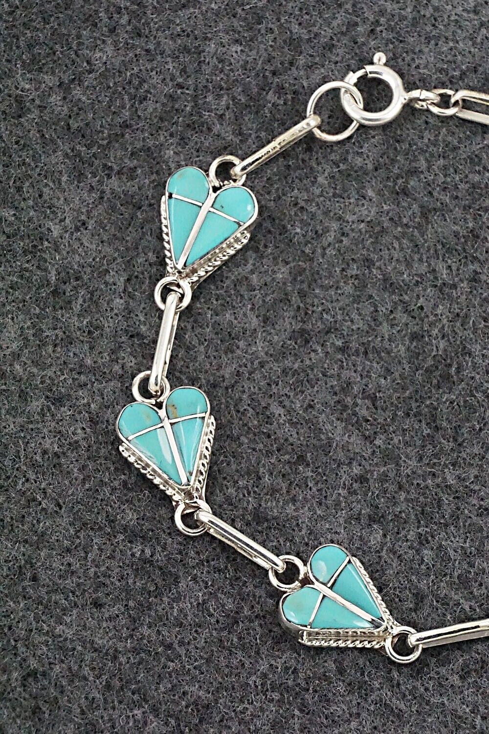 Turquoise & Sterling Silver Link Bracelet - Velda Nastacio
