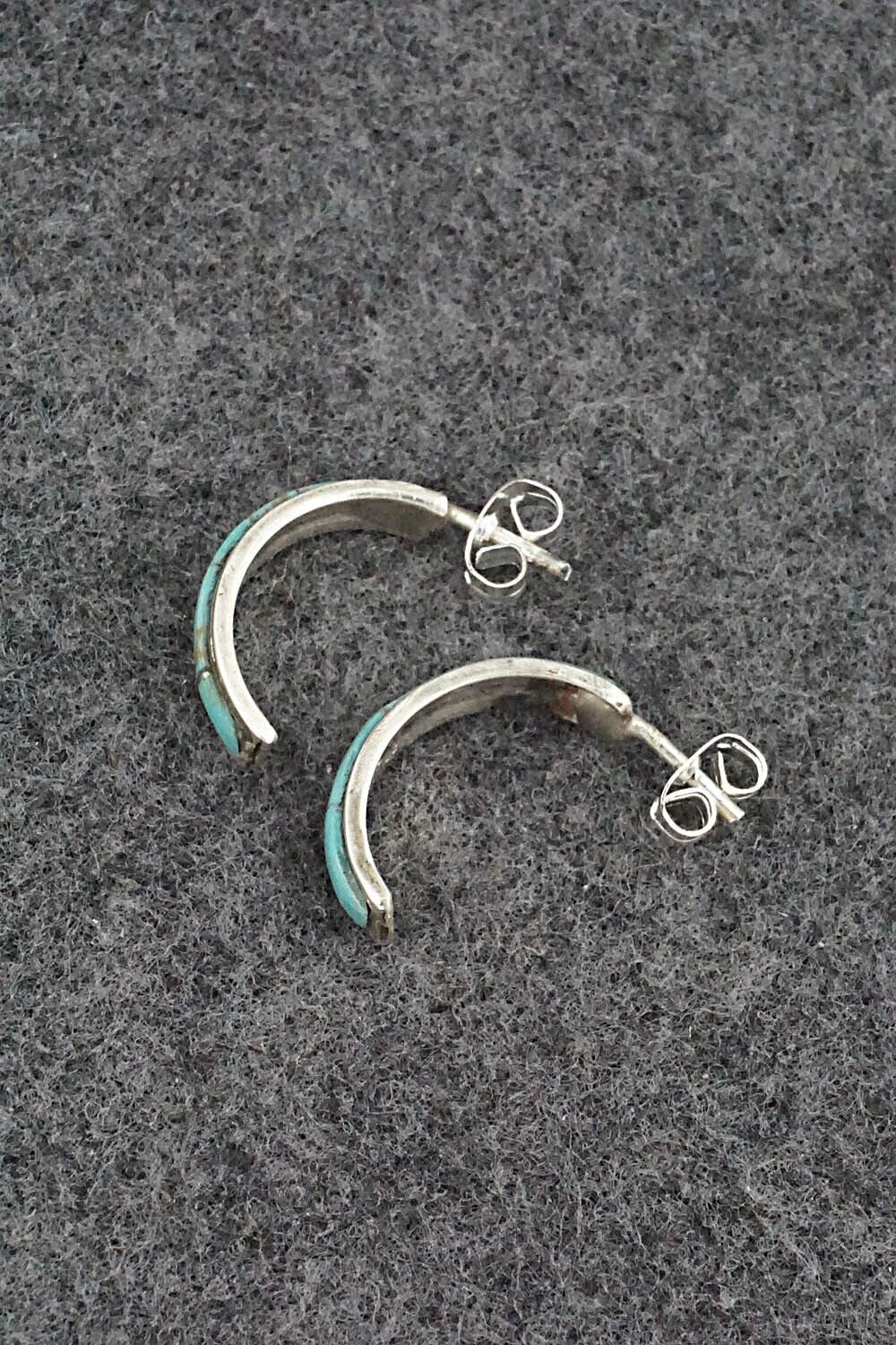 Turquoise & Sterling Silver Hoop Earrings - Alton Tom