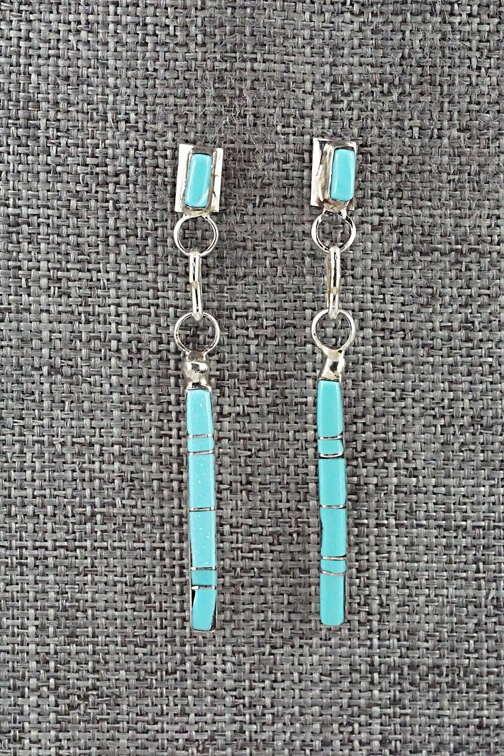 Turquoise & Sterling Silver Earrings - Roland Natachu