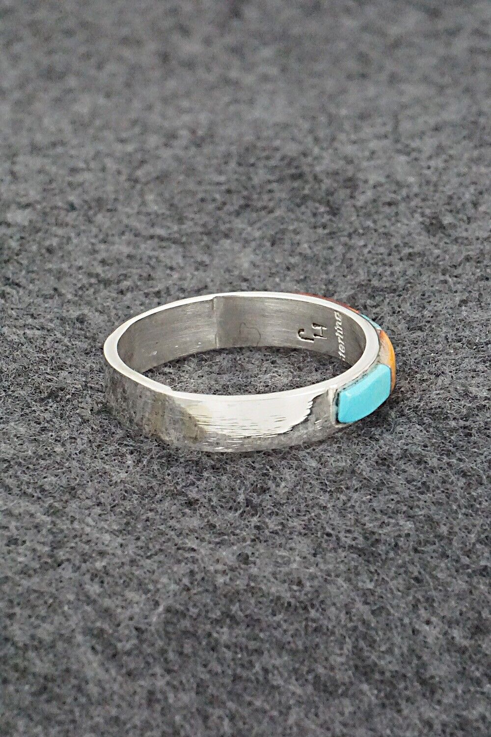 Spiny Oyster, Turquoise & Sterling Silver Ring - Helena Jim - Size 13