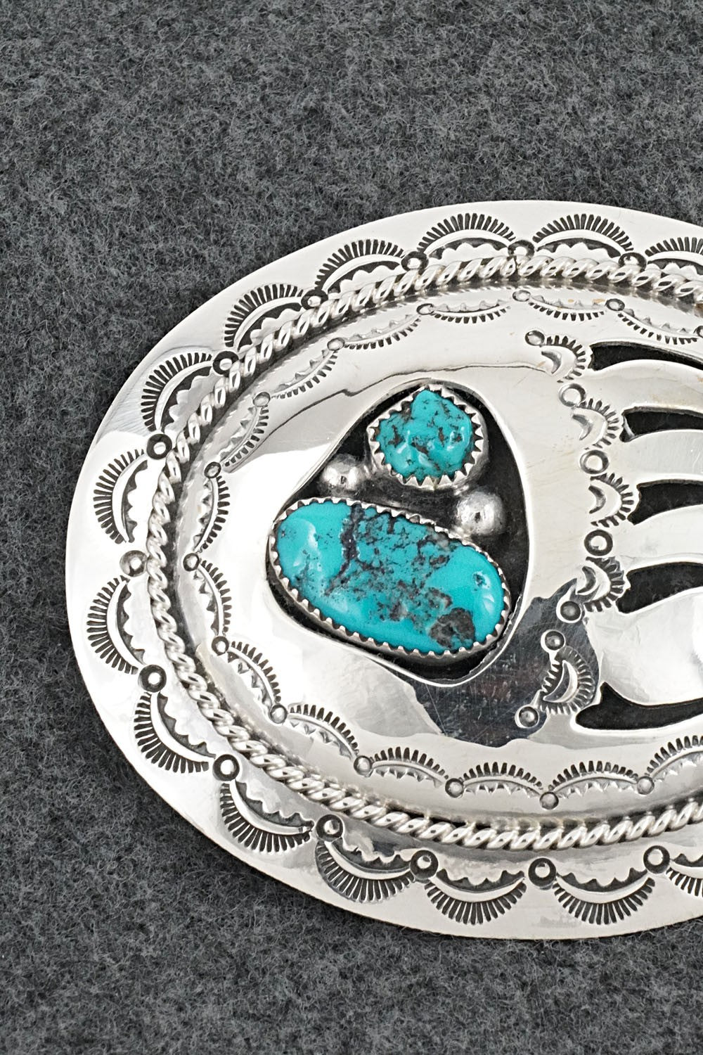Turquoise & Sterling Silver Belt Buckle - Wilbert Muskett Sr.