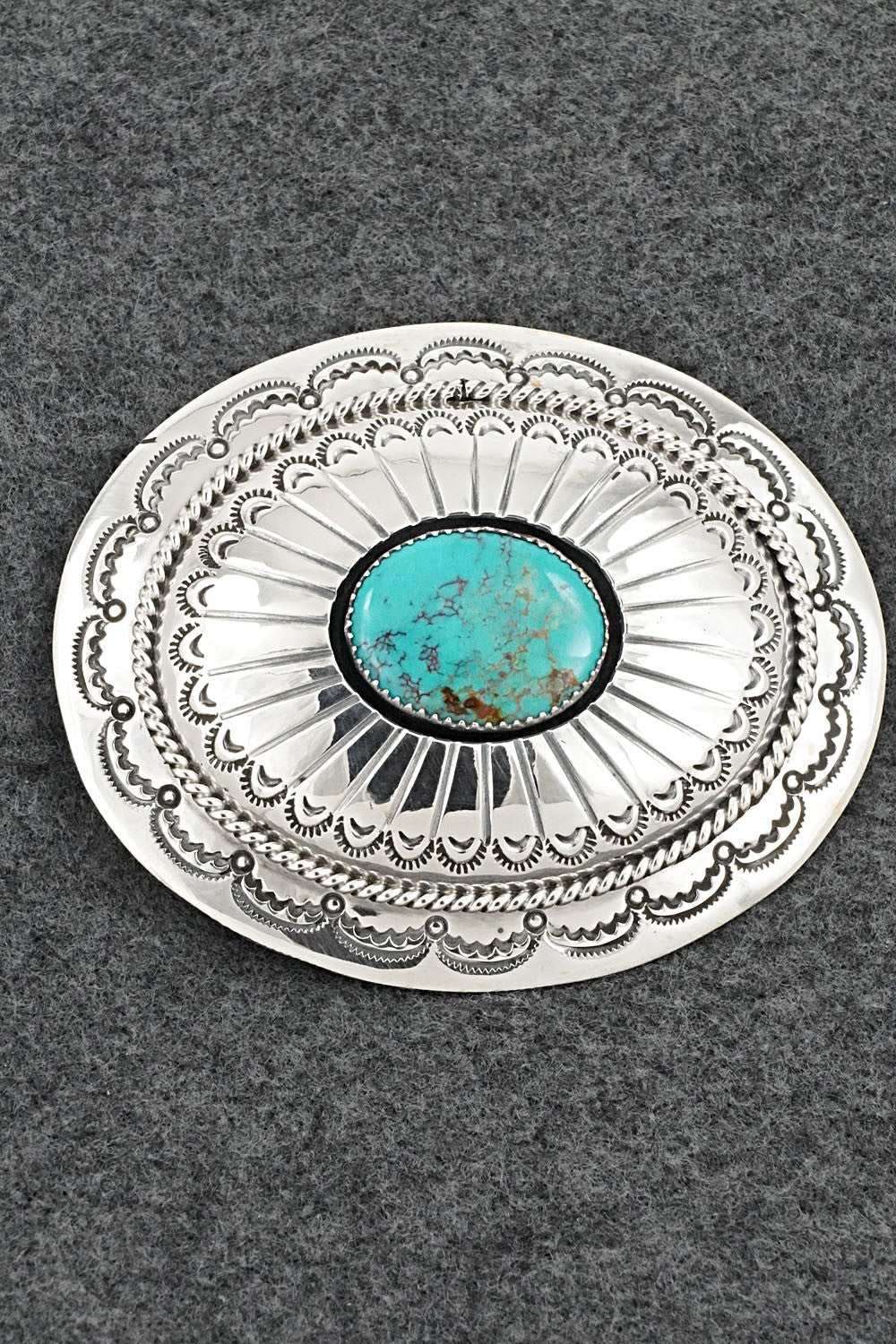 Turquoise & Sterling Silver Belt Buckle - Wilbert Muskett Sr.