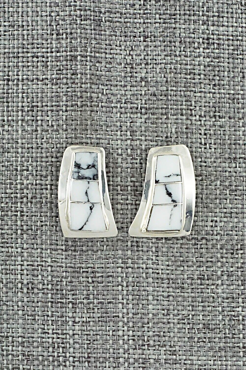 White Buffalo & Sterling Silver Earrings - Nathaniel Johnson