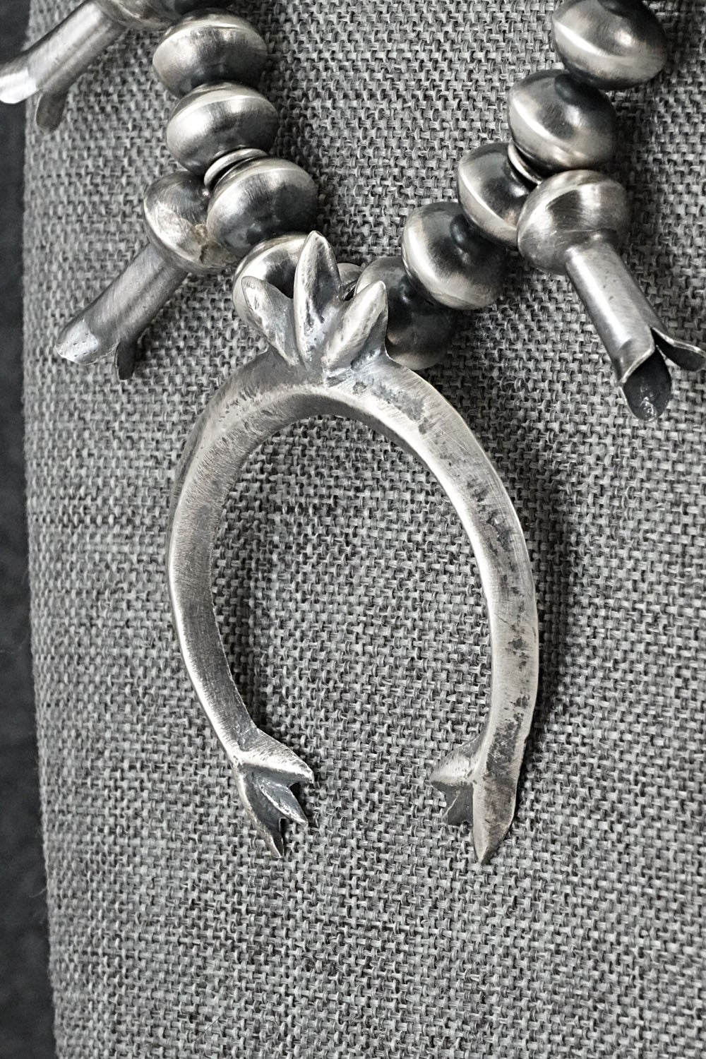 Sterling Silver Navajo Pearl Squash Blossom Necklace - Presley Haley