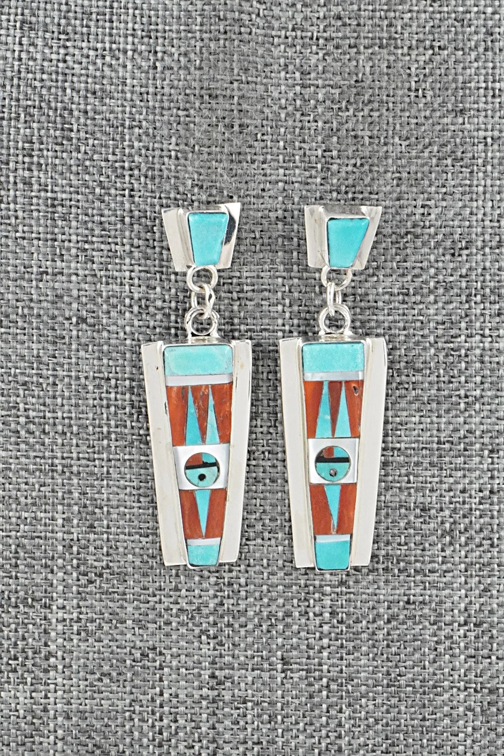 Multi-Stone & Sterling Silver Inlay Earrings - Rayland Edaakie