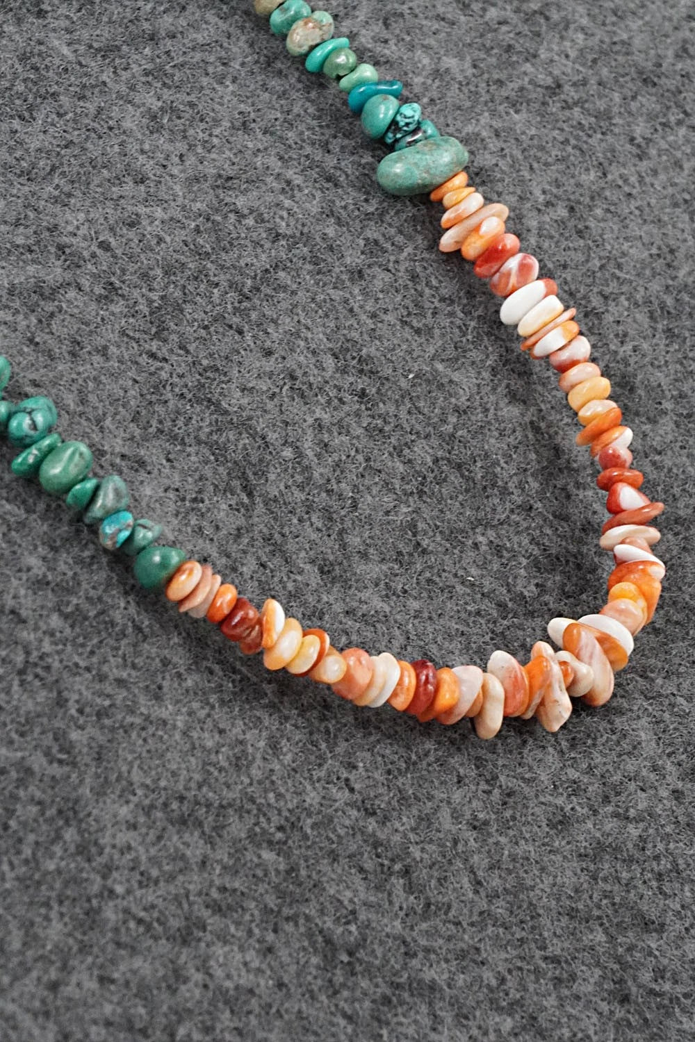 Turquoise, Spiny Oyster & Sterling Silver Necklace 17" - Doreen Jake