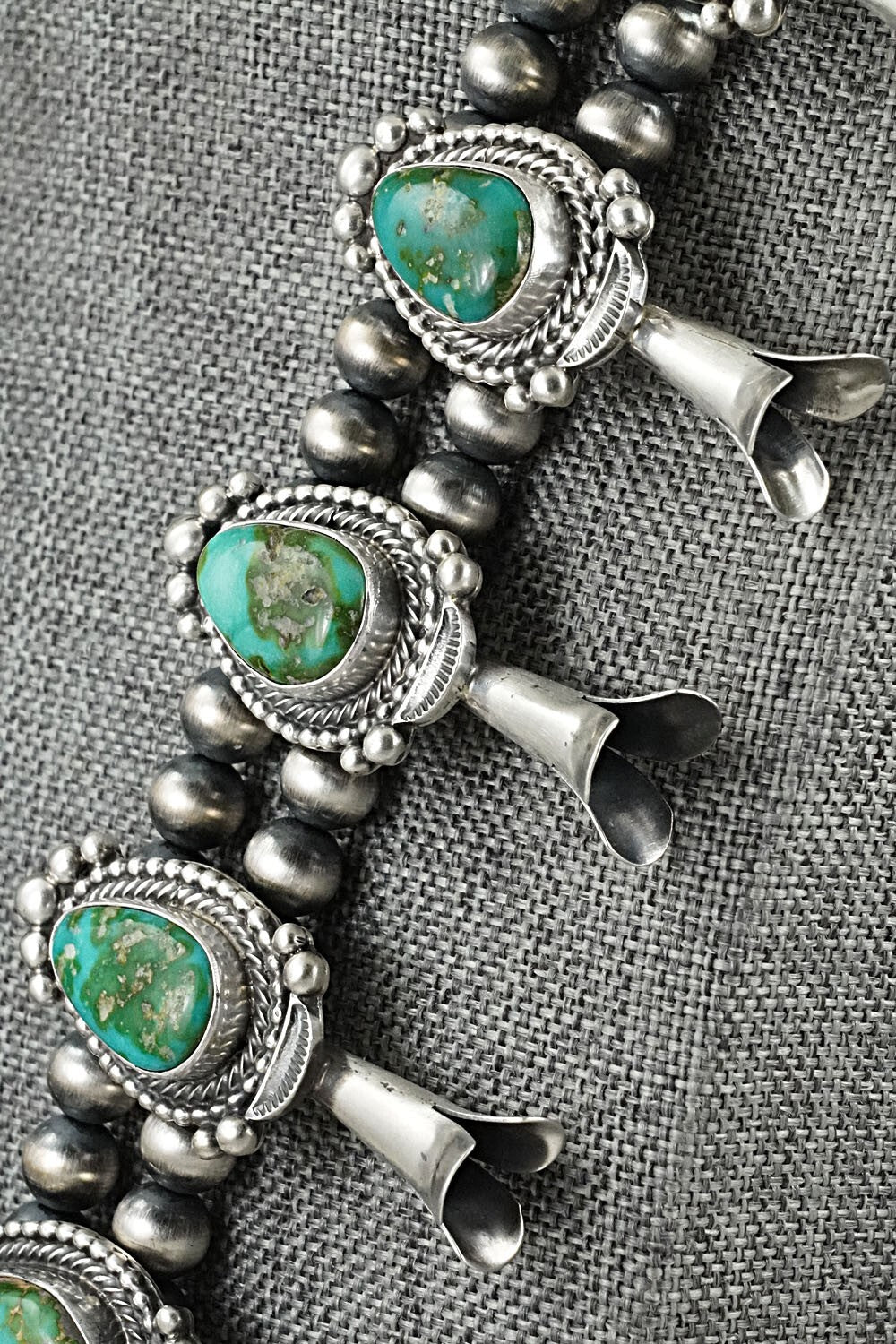 Turquoise & Sterling Silver Squash Blossom Set - Tom Lewis