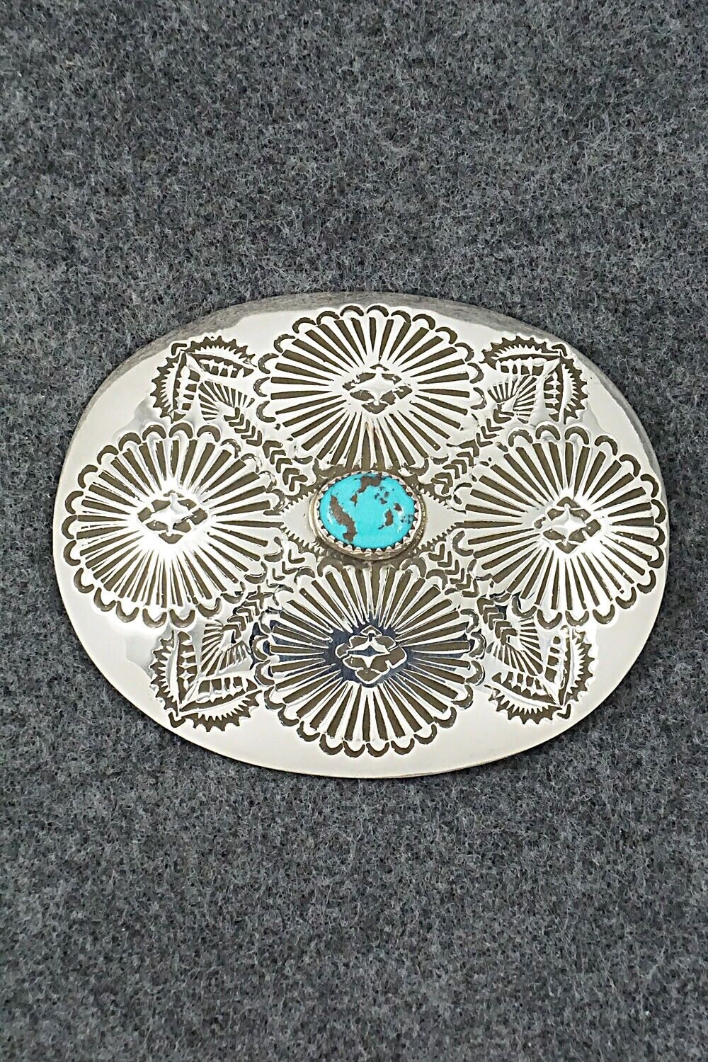 Turquoise & Sterling Silver Belt Buckle - Shirley Silver
