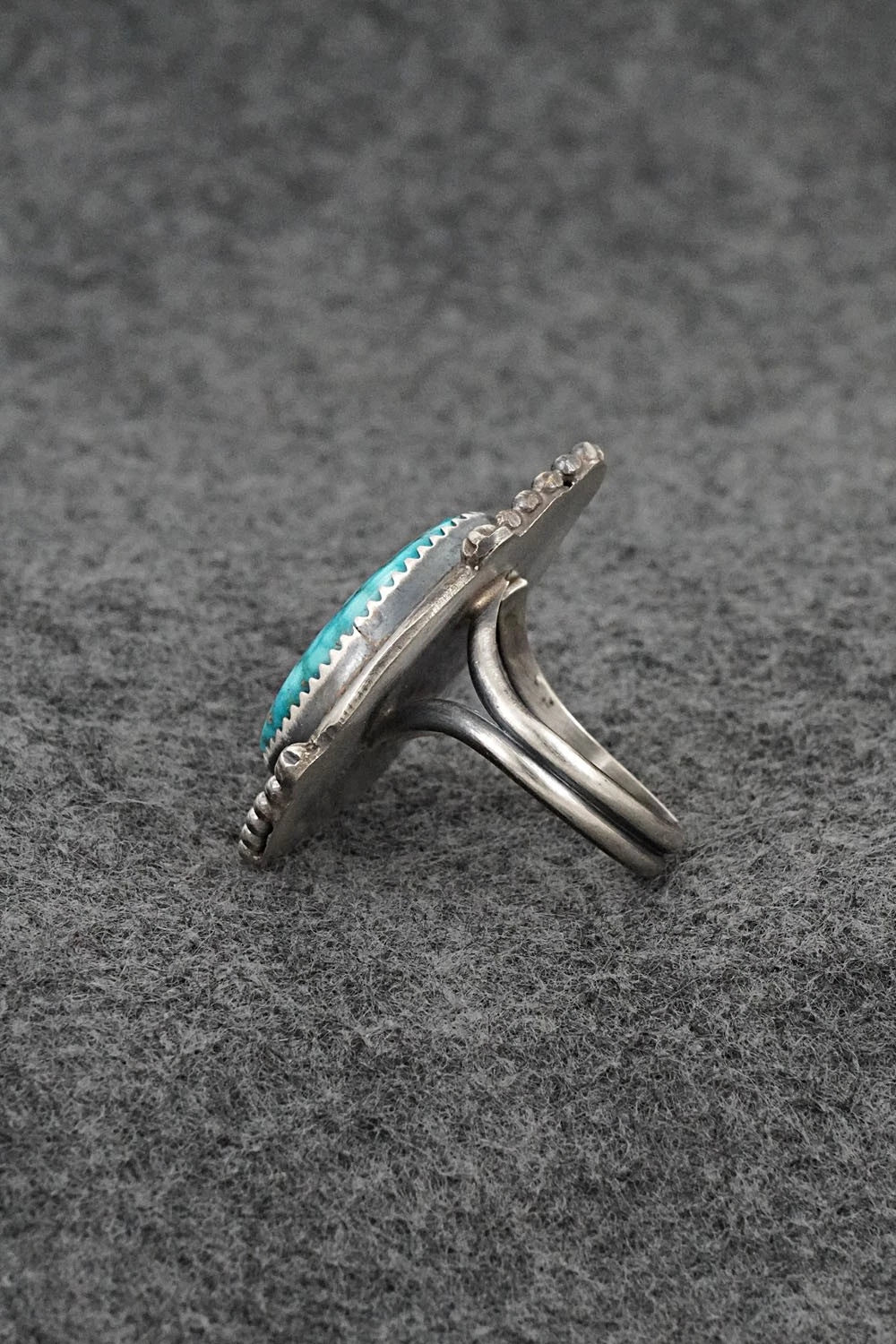 Turquoise & Sterling Silver Ring - Leslie Nez - Size 7.5