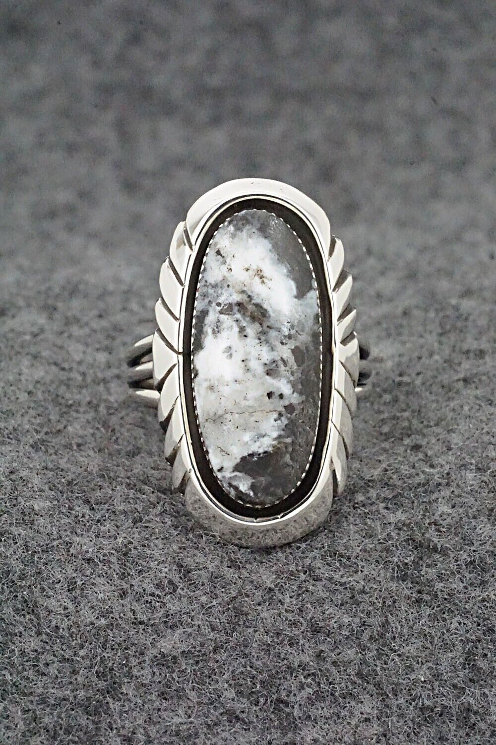 White Buffalo & Sterling Silver Ring - Myra Benally - Size 8.5