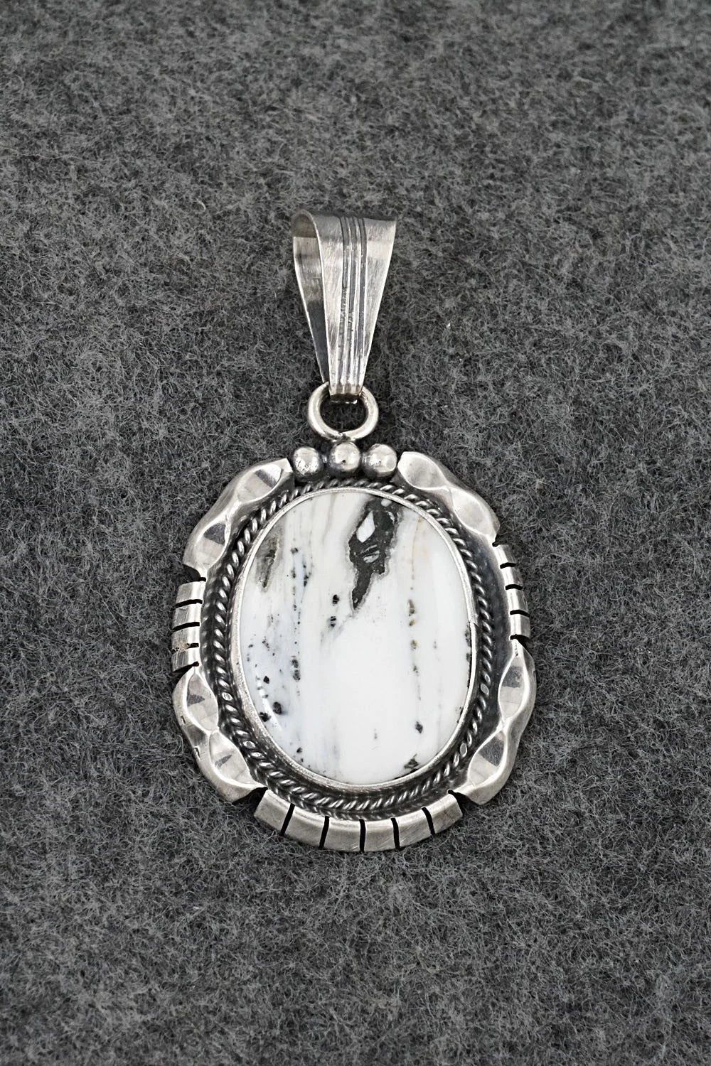 White Buffalo & Sterling Silver Pendant - Samuel Yellowhair
