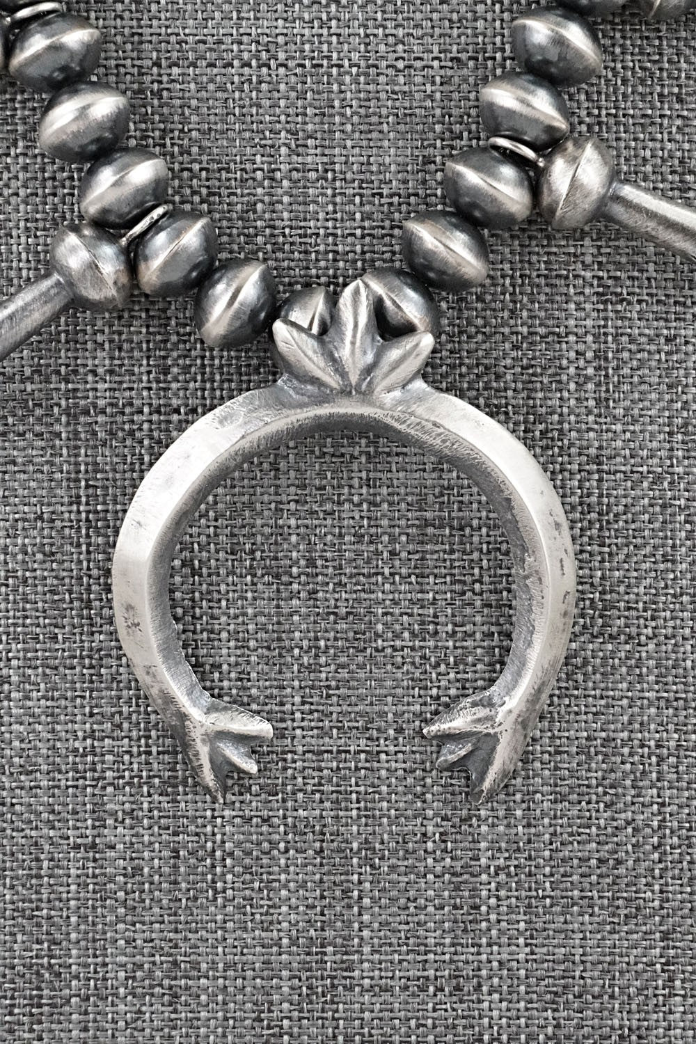 Sterling Silver Navajo Pearl Squash Blossom Necklace - Presley Haley