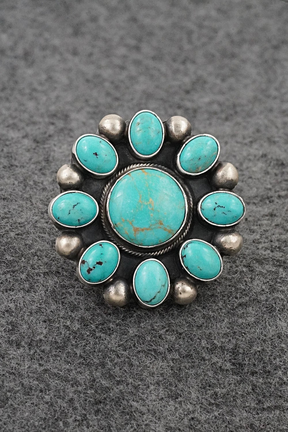 Turquoise & Sterling Silver Ring - Kathleen Livingston - Size Adjustable