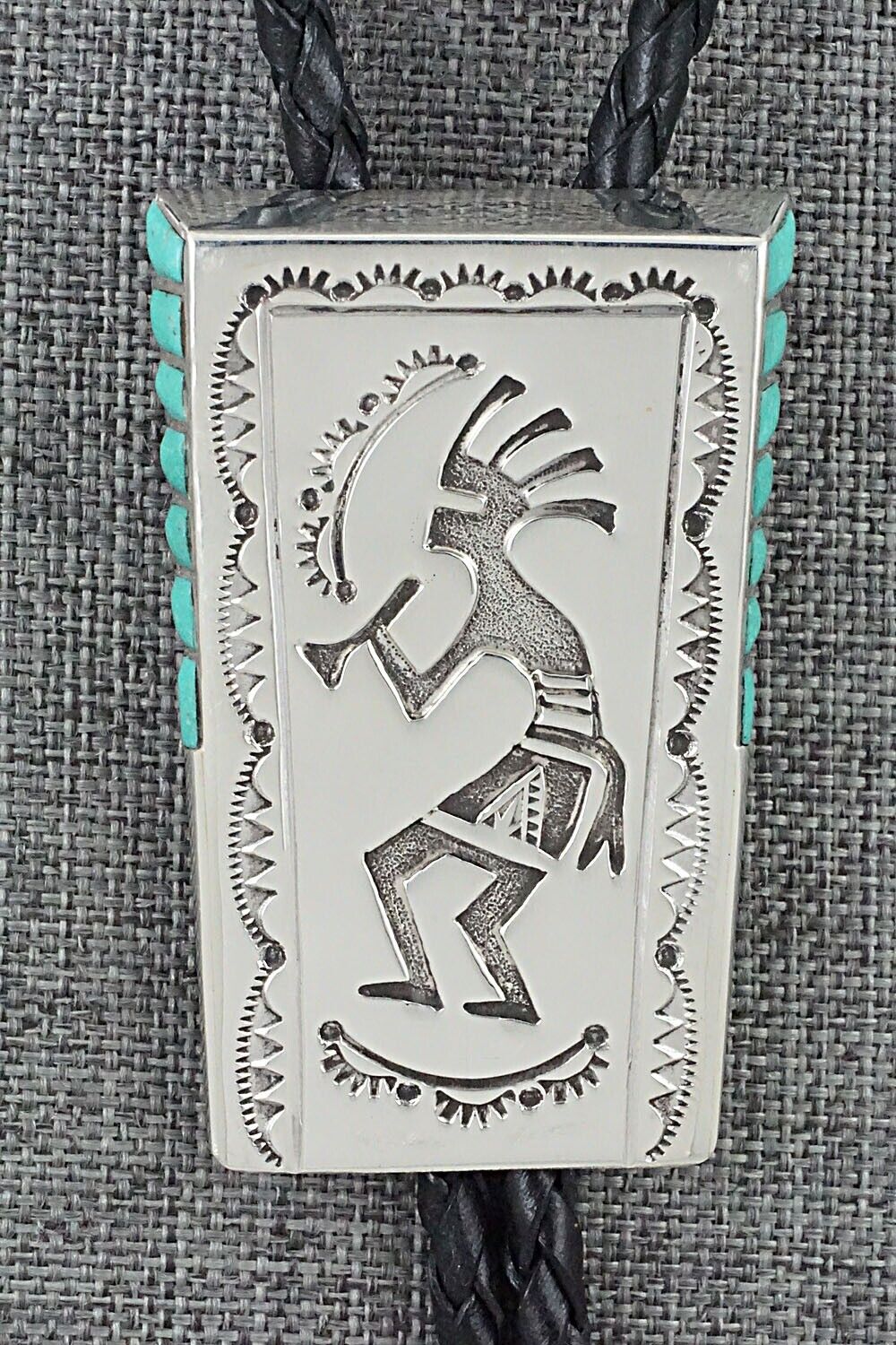 Turquoise & Sterling Silver Bolo Tie - Leonard Jim