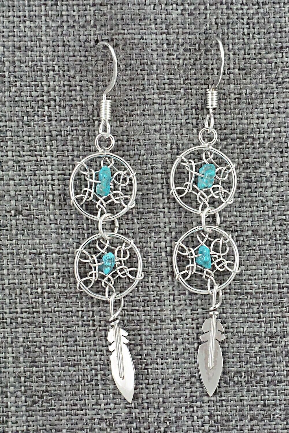 Turquoise & Sterling Silver Earrings - Lorenzo Arviso Jr.