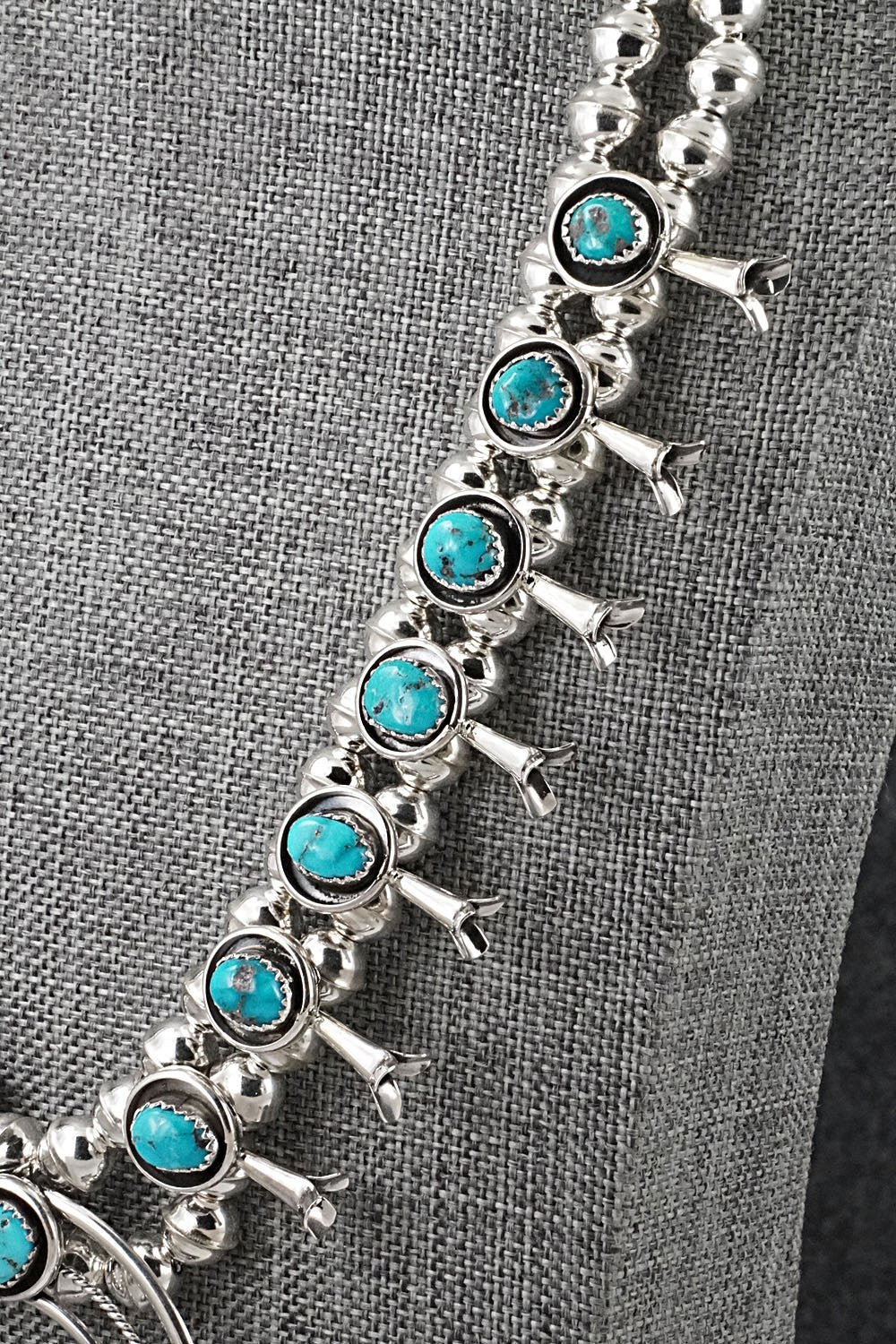 Turquoise & Sterling Silver Squash Blossom Set - Phil Garcia