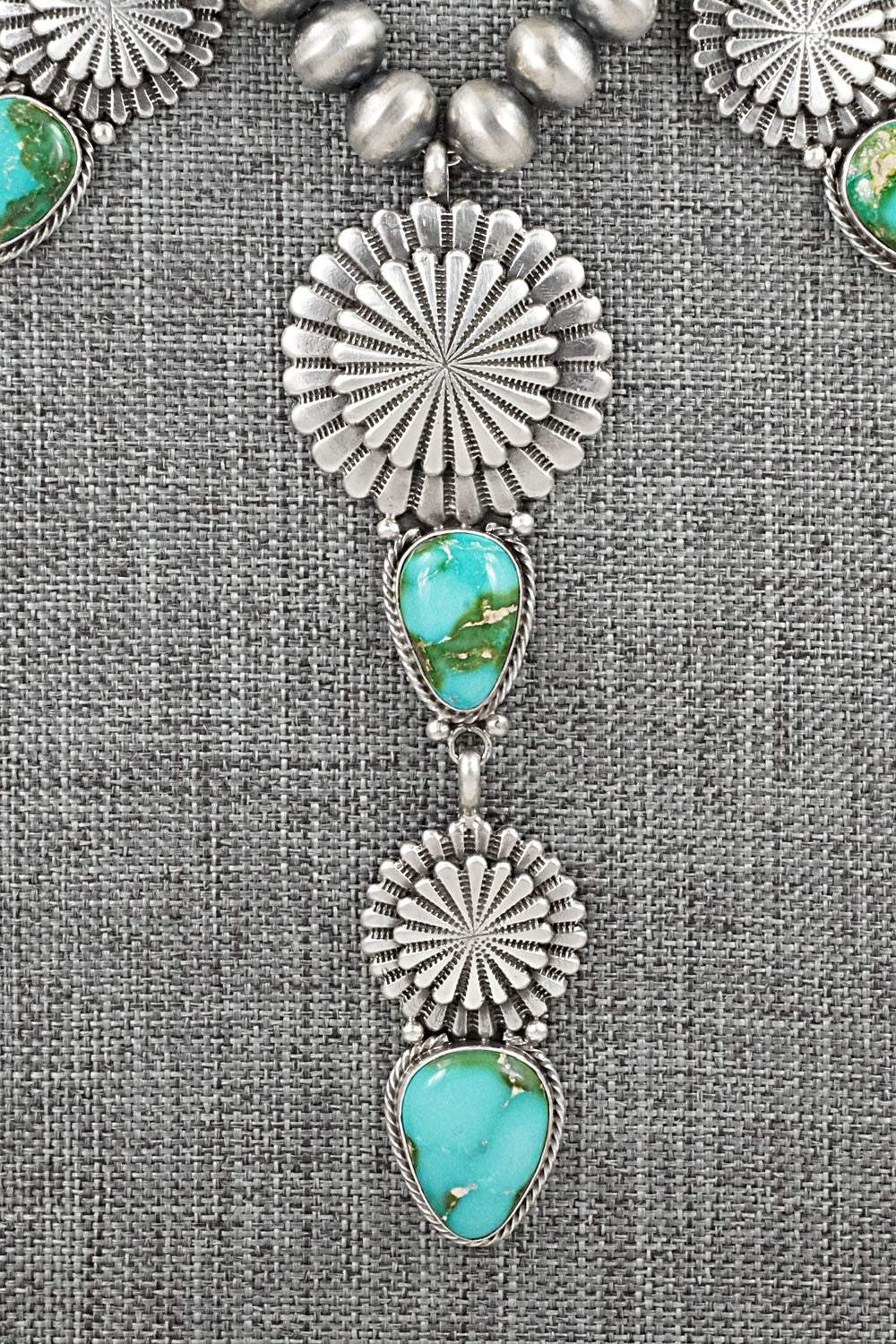 Turquoise & Sterling Silver Navajo Pearl Necklace - Adrienne Gordon
