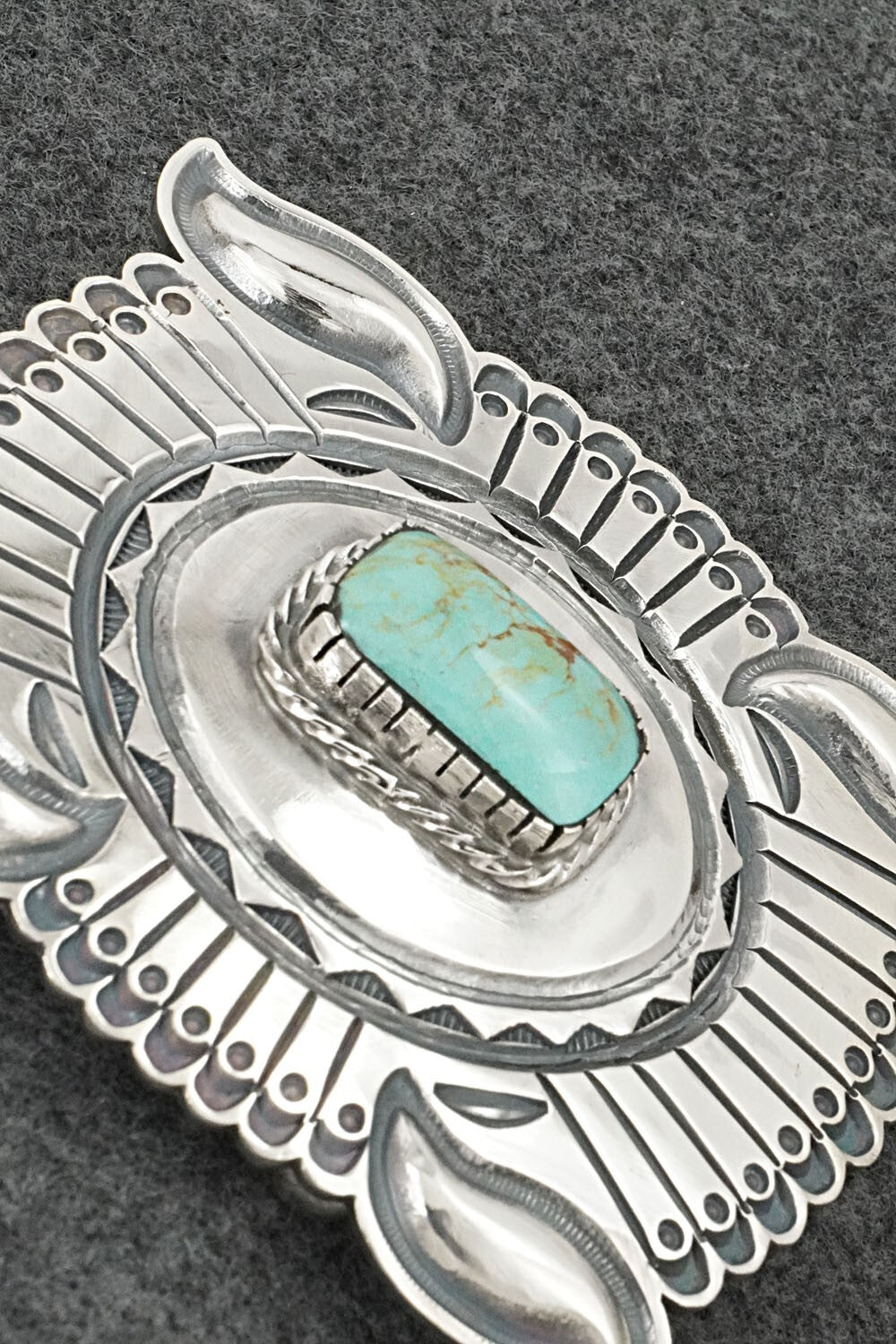 Turquoise & Sterling Silver Belt Buckle - Roland Dixson