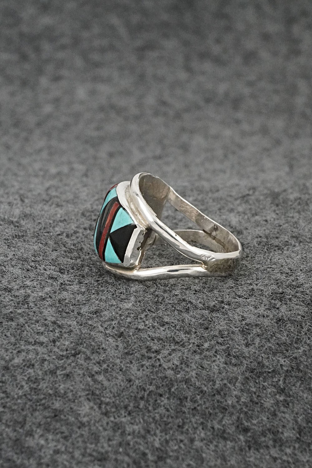 Multi-Stone & Sterling Silver Inlay Ring - Ola Eriacho - Size 7.5