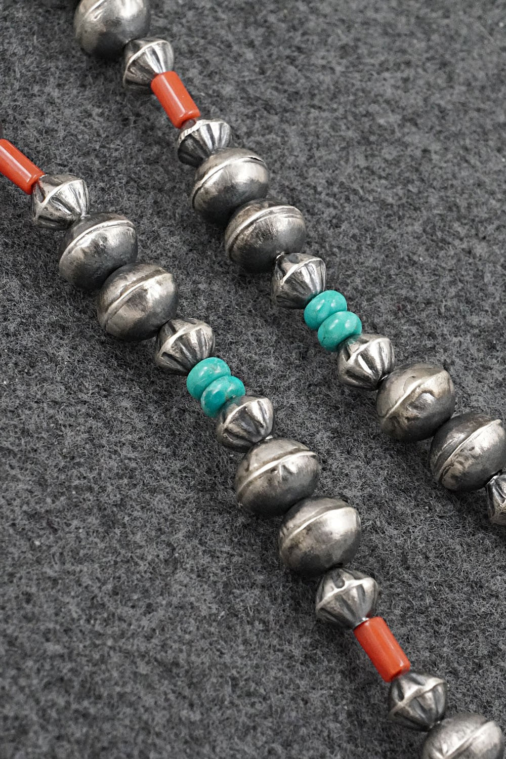 Multi-Stone & Sterling Silver Navajo Pearl Necklace 20" - Vintage