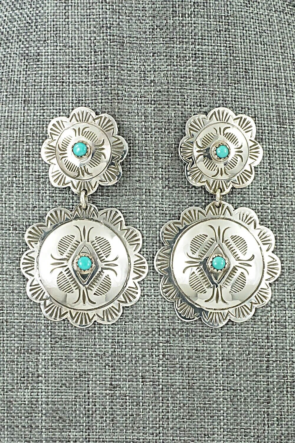 Turquoise and Sterling Silver Earrings - Bertha Begay