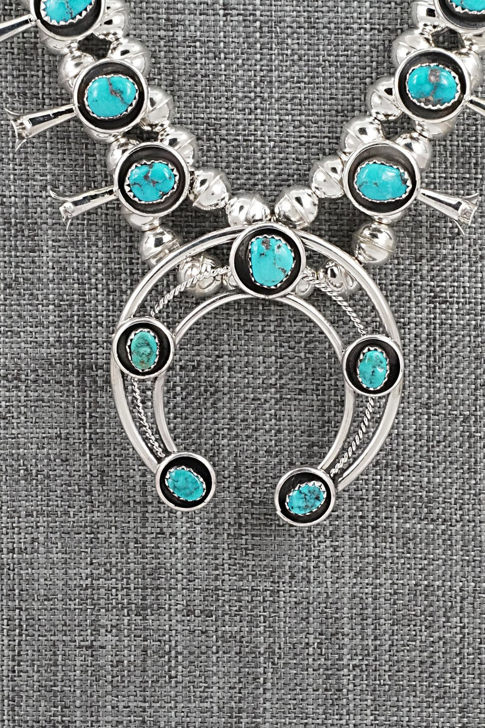 Turquoise & Sterling Silver Squash Blossom Set - Phil Garcia
