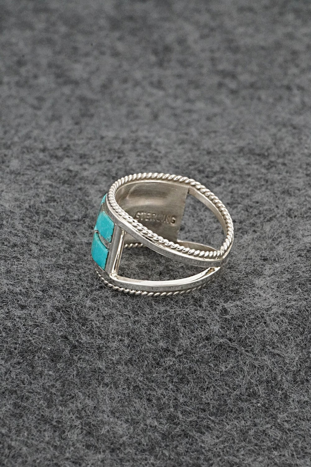 Turquoise & Sterling Silver Ring - Bruce Johnson - Size 8.5