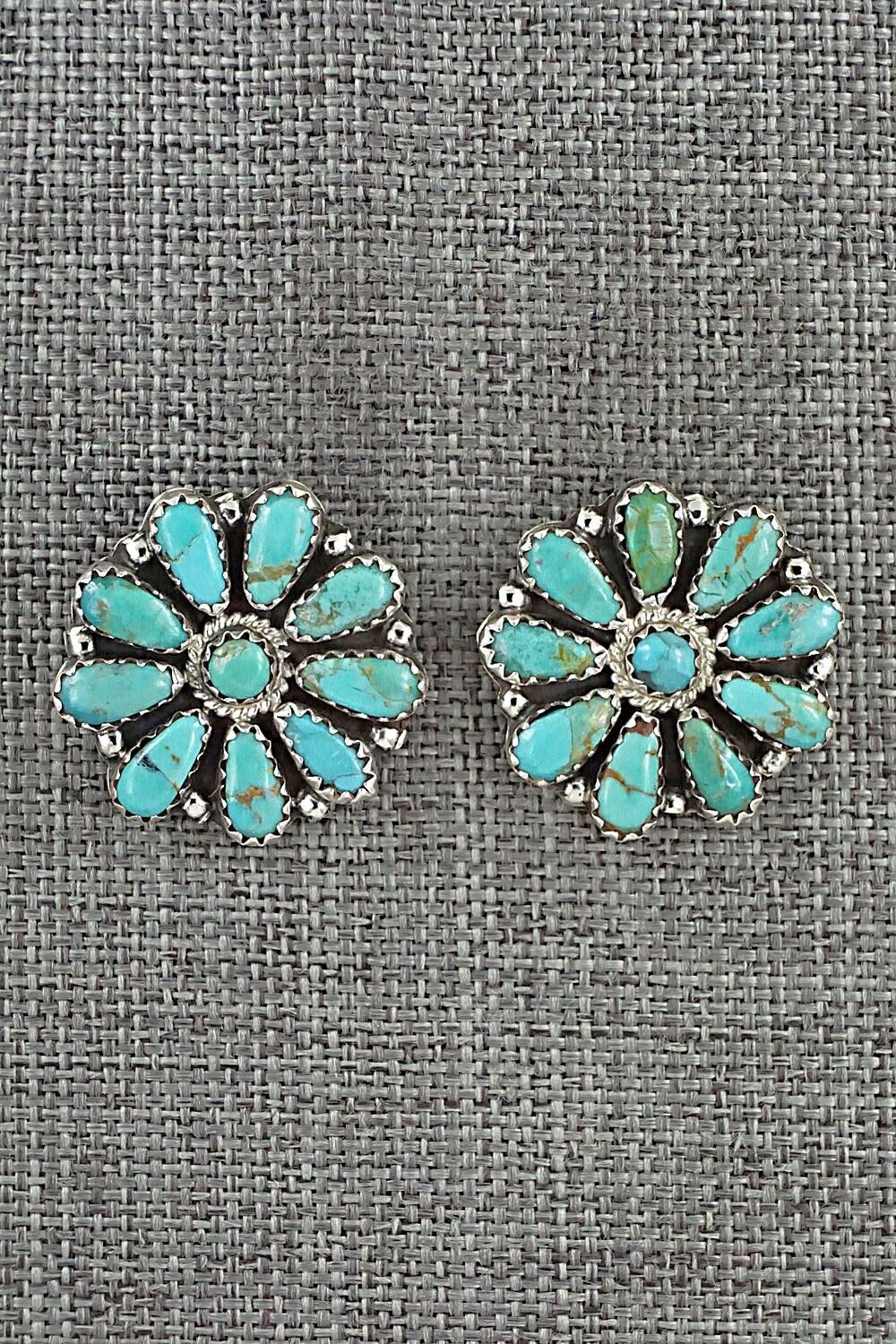 Turquoise and Sterling Silver Earrings - Zeita Begay