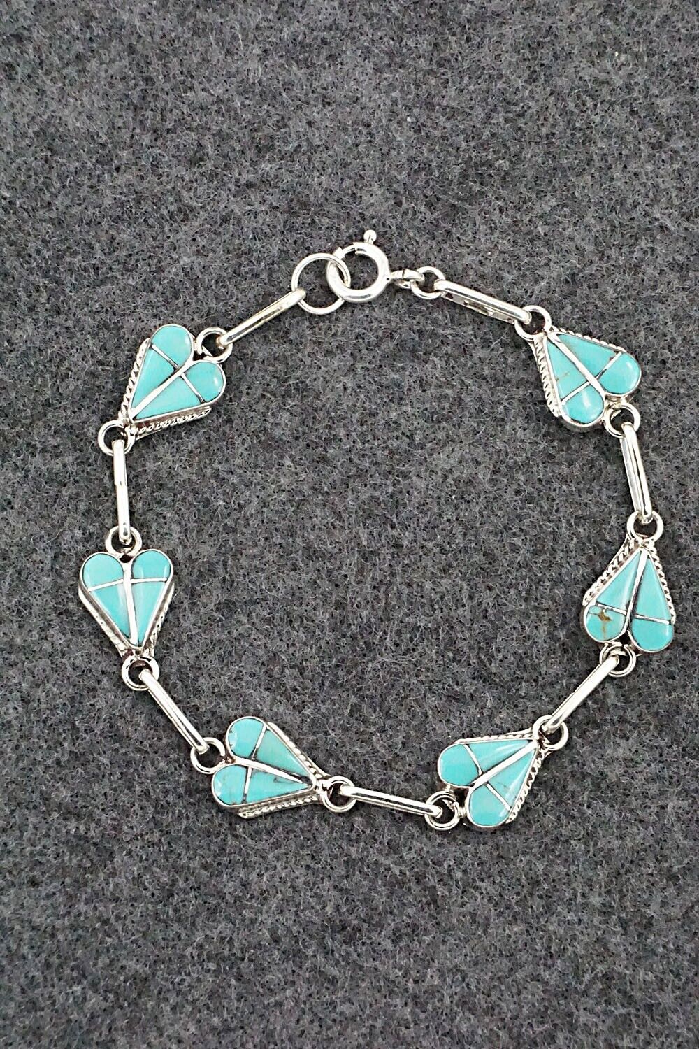 Turquoise & Sterling Silver Link Bracelet - Velda Nastacio
