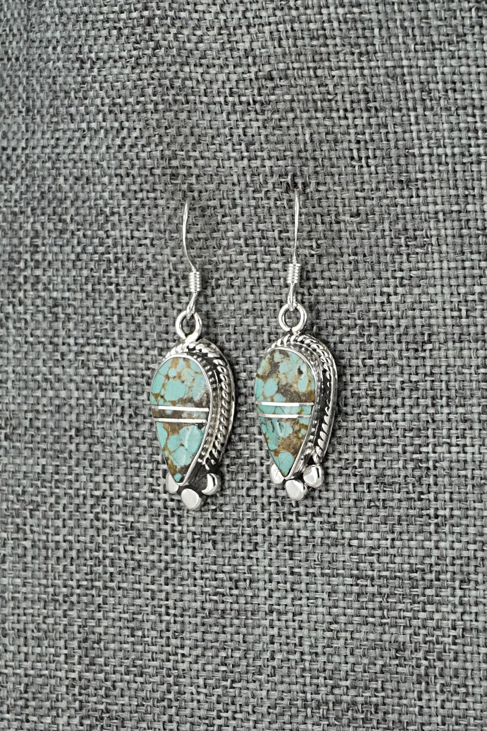 Turquoise & Sterling Silver Inlay Earrings - James Manygoats