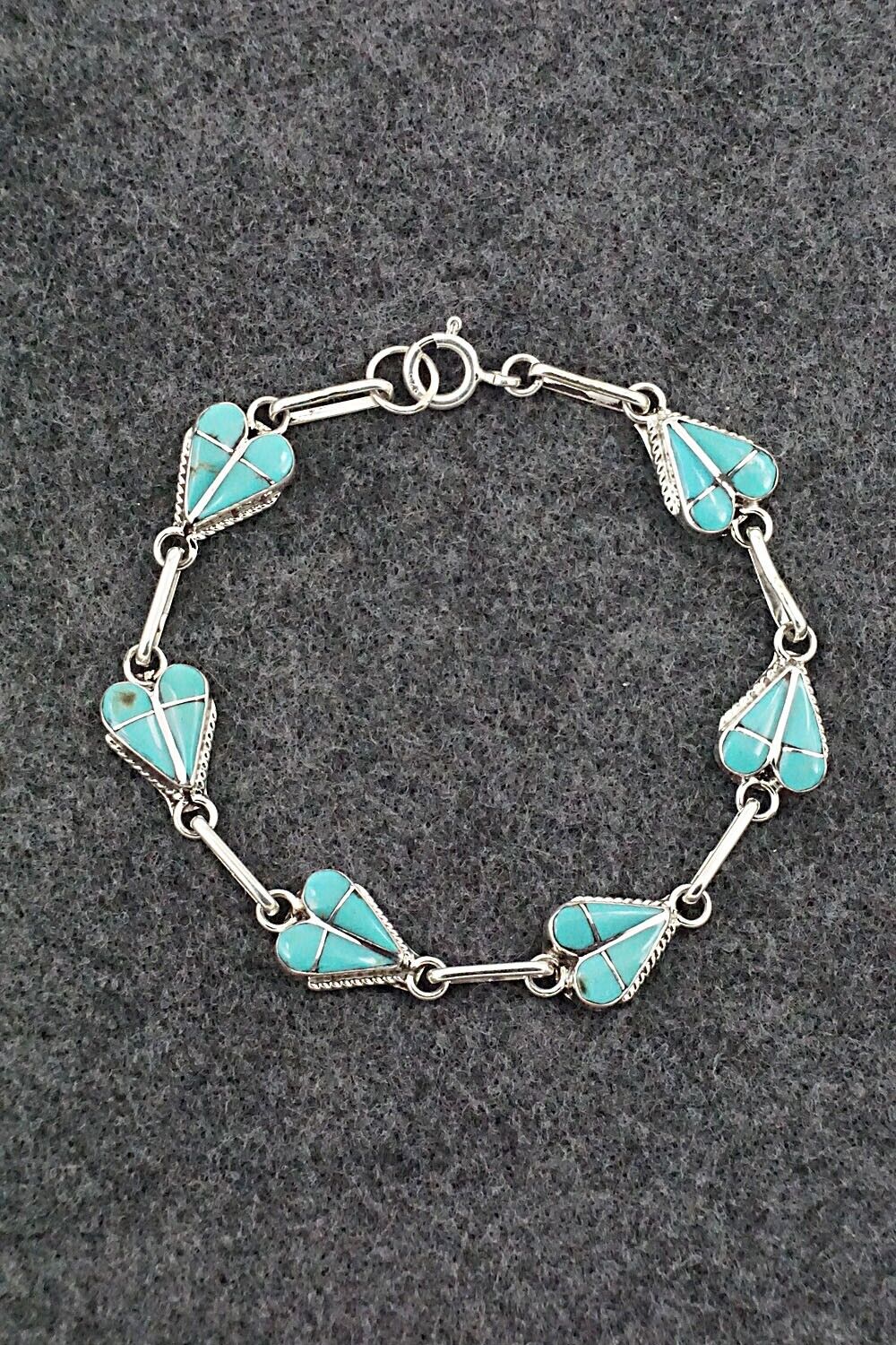 Turquoise & Sterling Silver Link Bracelet - Velda Nastacio