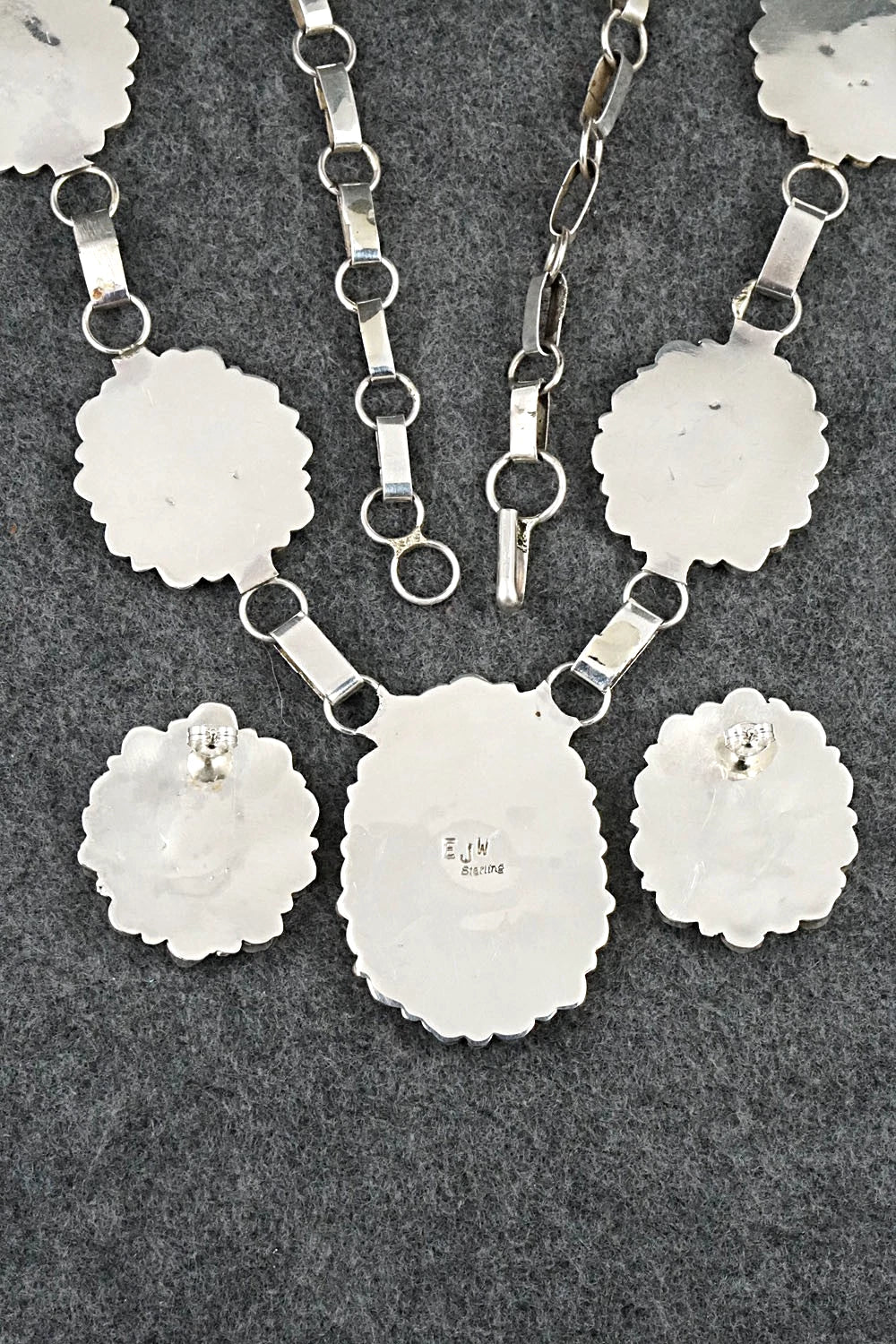 Turquoise & Sterling Silver Necklace and Earrings Set - Eunice Wilson