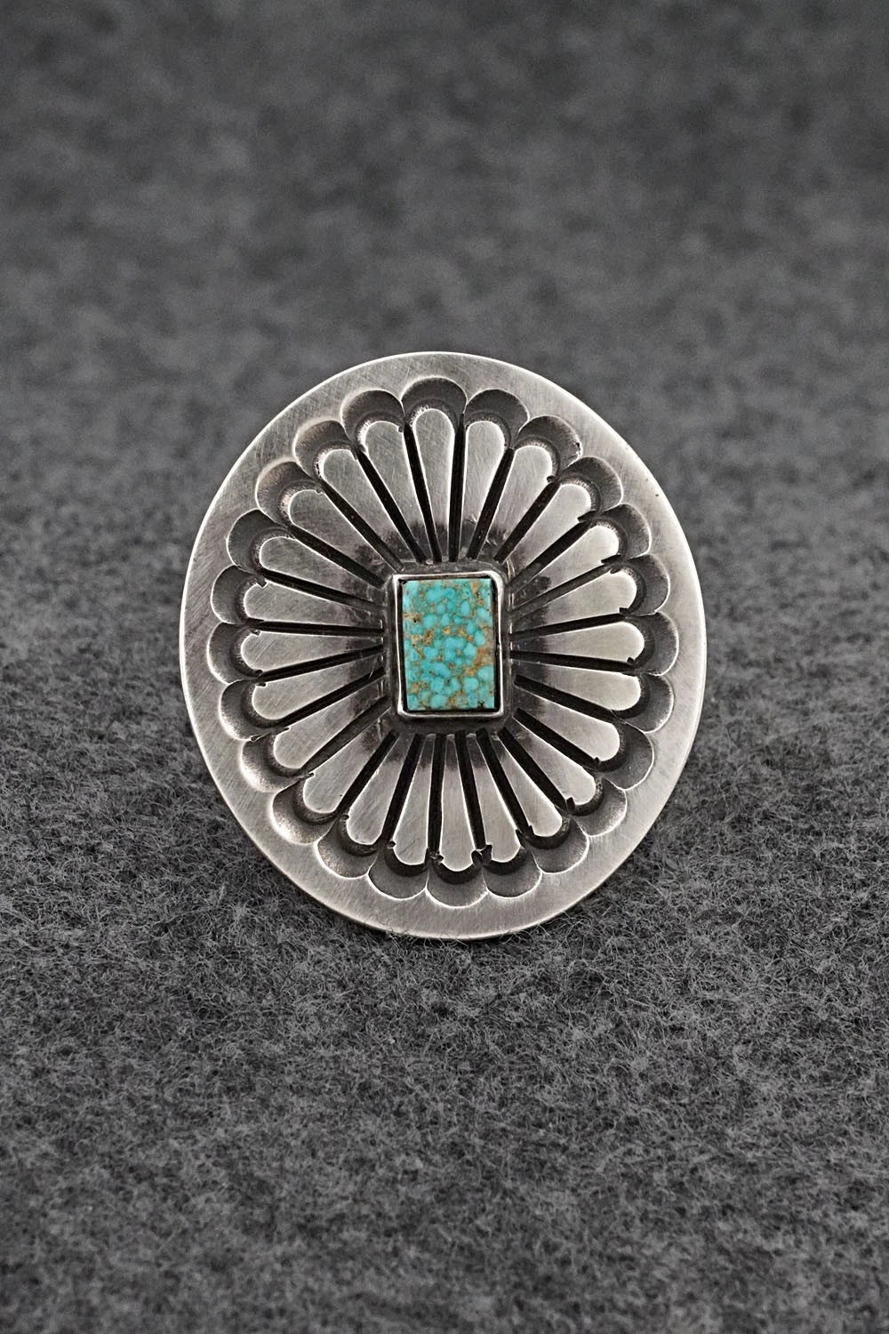 Turquoise & Sterling Silver Ring - Calvin Martinez - Size 8