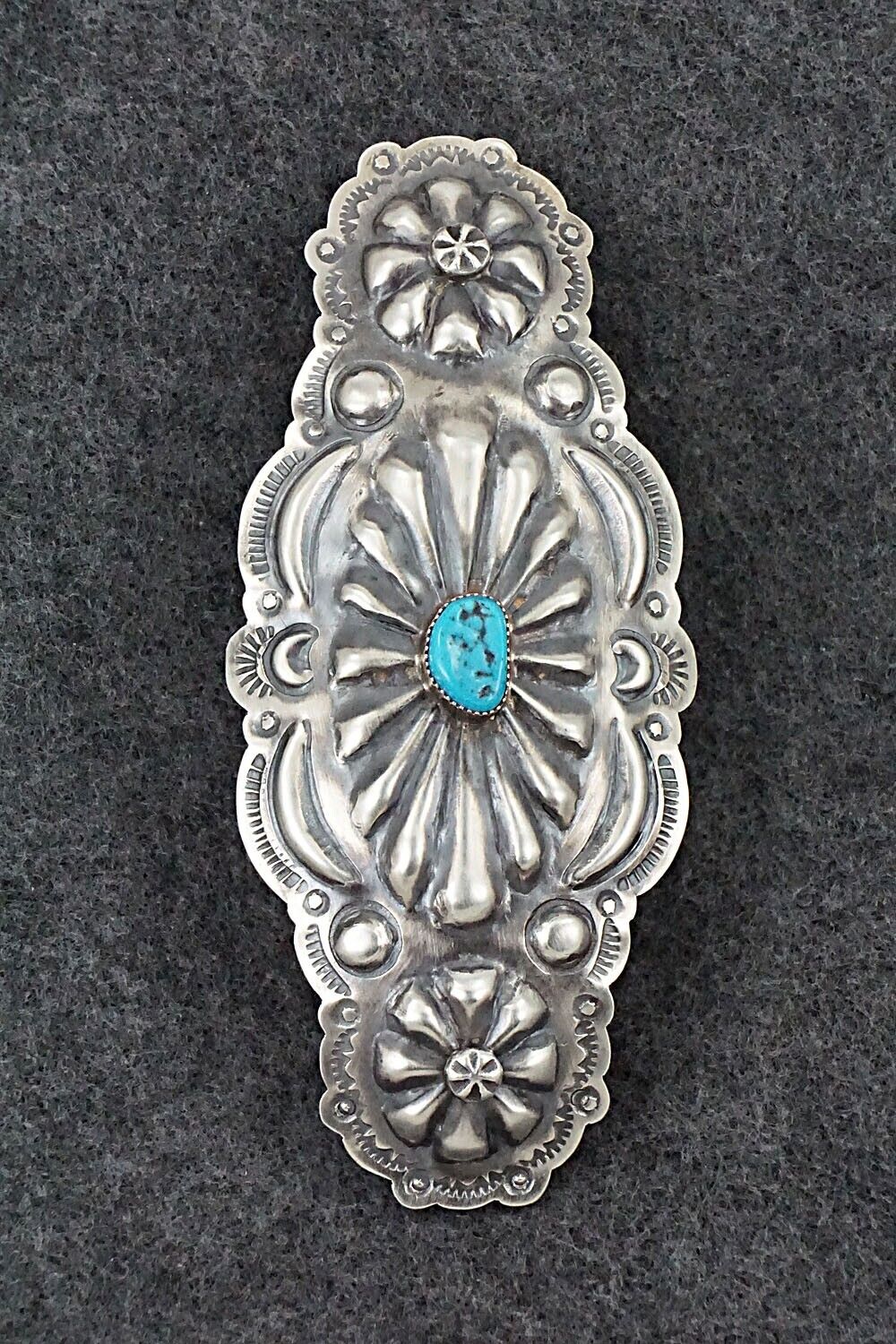 Turquoise & Sterling Silver Hair Barrette - Tim Yazzie