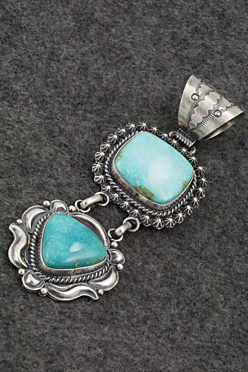 Turquoise & Sterling Silver Pendant - Raymond Delgarito
