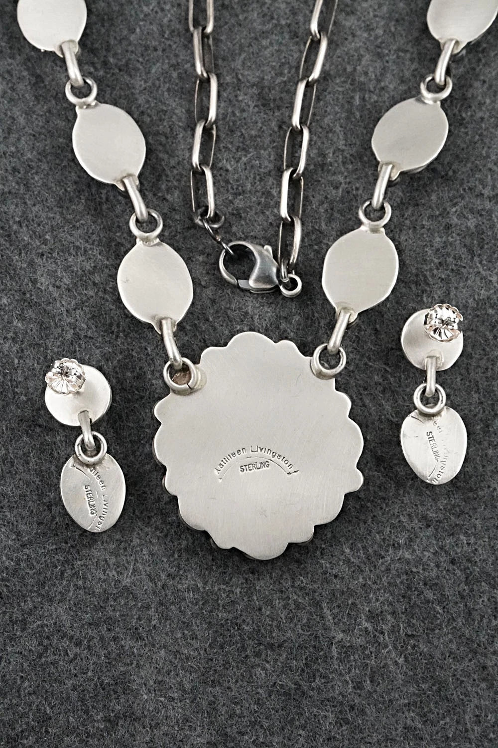 Turquoise & Sterling Silver Necklace and Earrings Set - Kathleen Livingston
