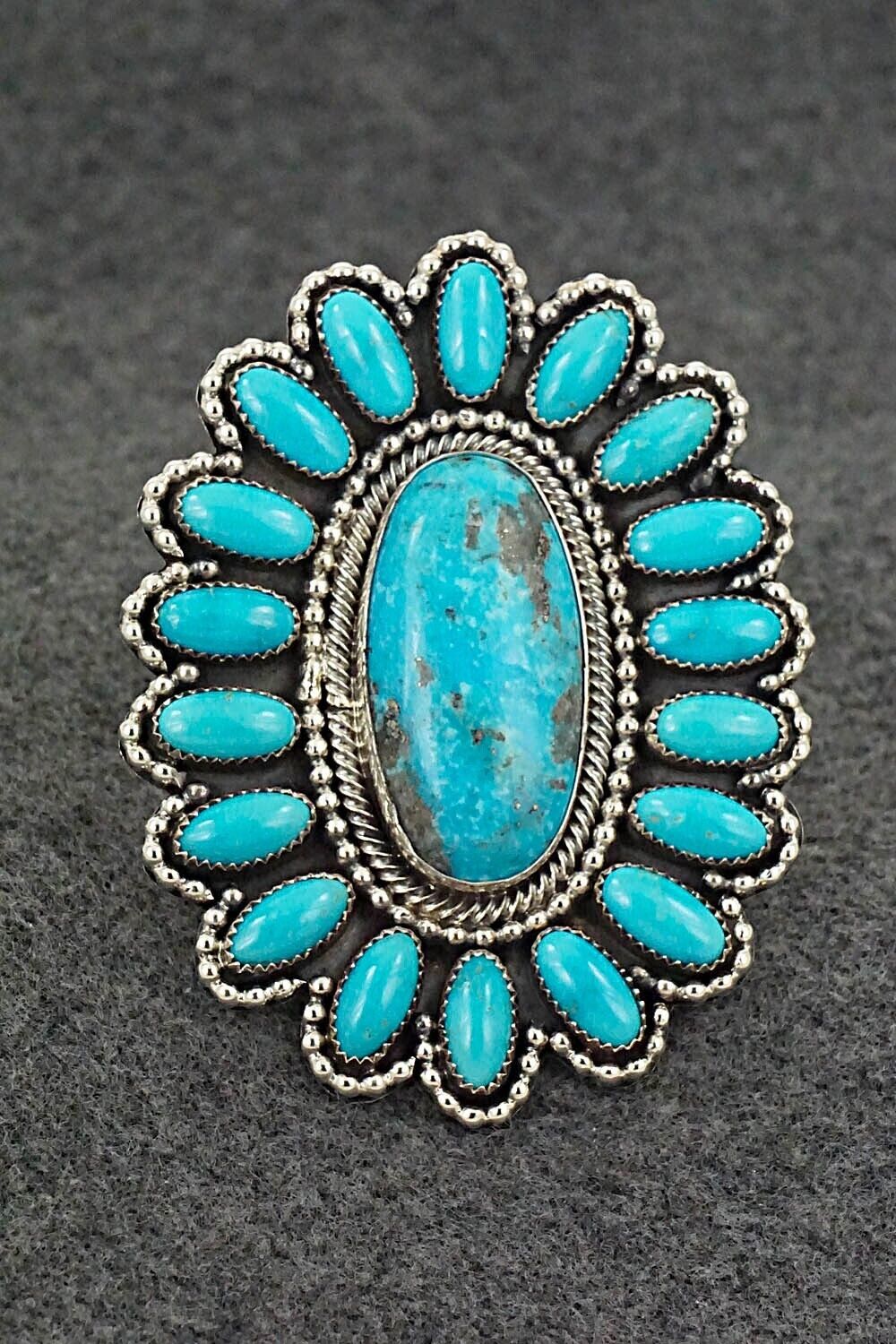 Turquoise & Sterling Silver Ring - Hemerson Brown - Size 9 (Adj)