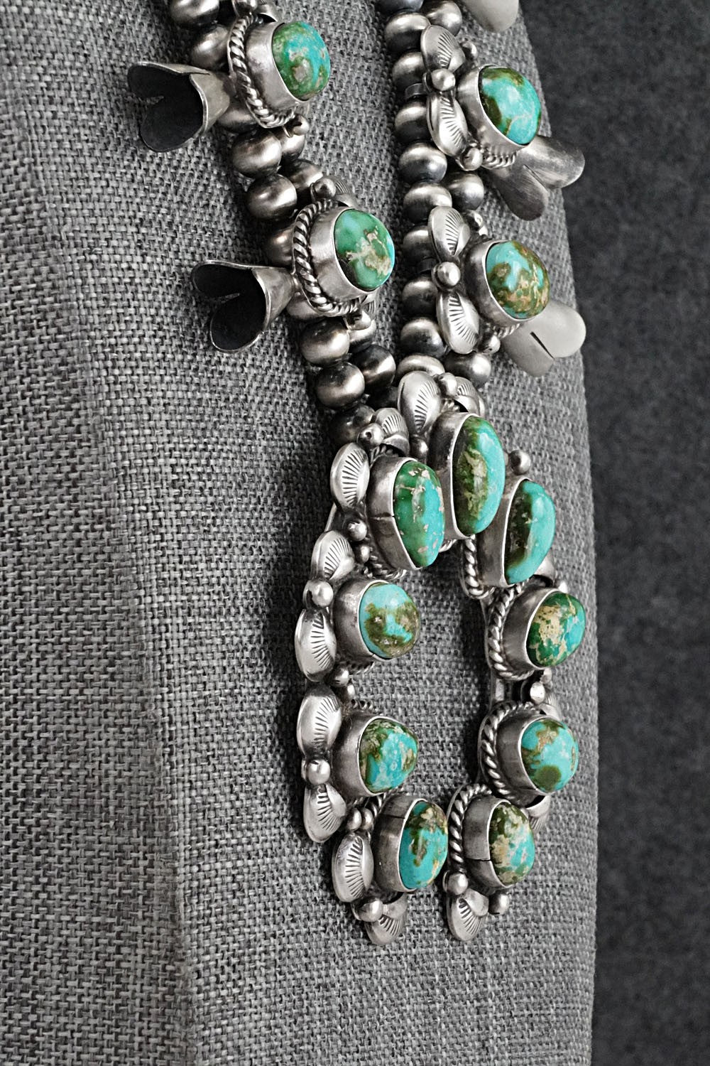 Turquoise & Sterling Silver Squash Blossom Set - Vernon Johnson