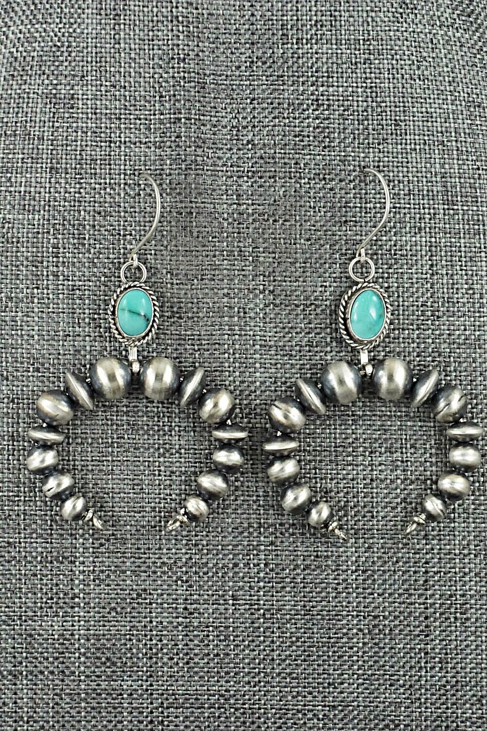 Turquoise & Sterling Silver Navajo Pearl Earrings - Rena Begay