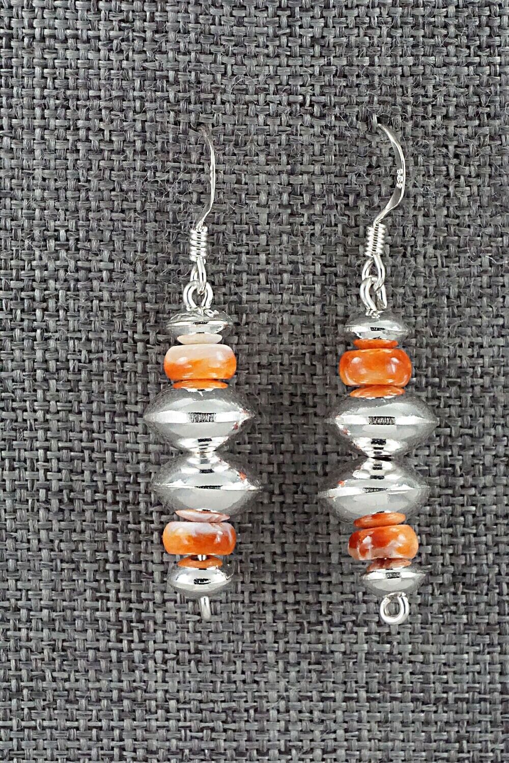 Spiny Oyster & Sterling Silver Navajo Pearl Earrings - Presley Haley
