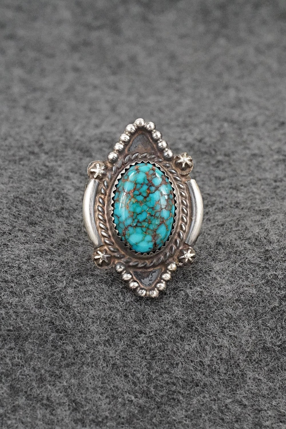 Turquoise & Sterling Silver Ring - Leslie Nez - Size 7.5