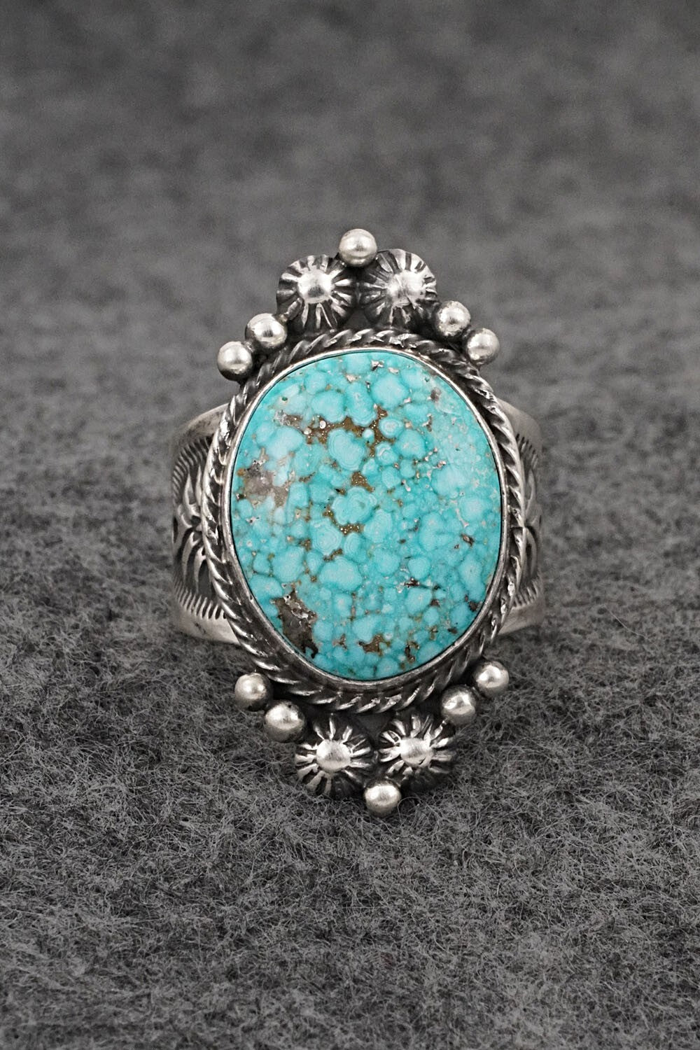 Turquoise & Sterling Silver Ring - Samuel Yellowhair - Size 8