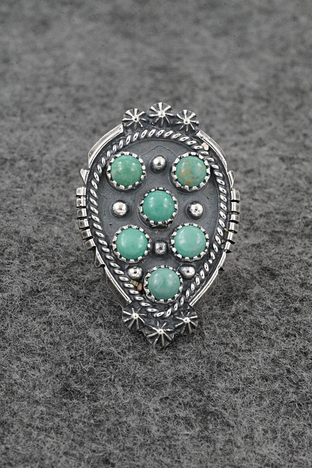 Turquoise & Sterling Silver Ring - Kenny Lonjose - Size 6.5