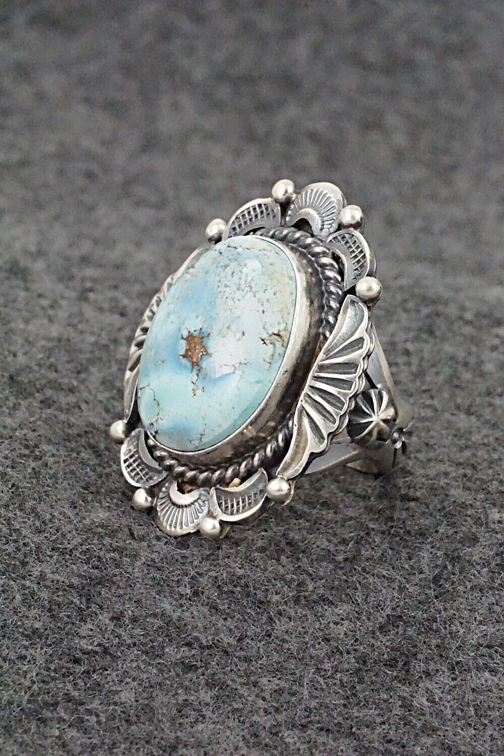 Turquoise & Sterling Silver Ring - Raymond Delgarito - Size 7.5