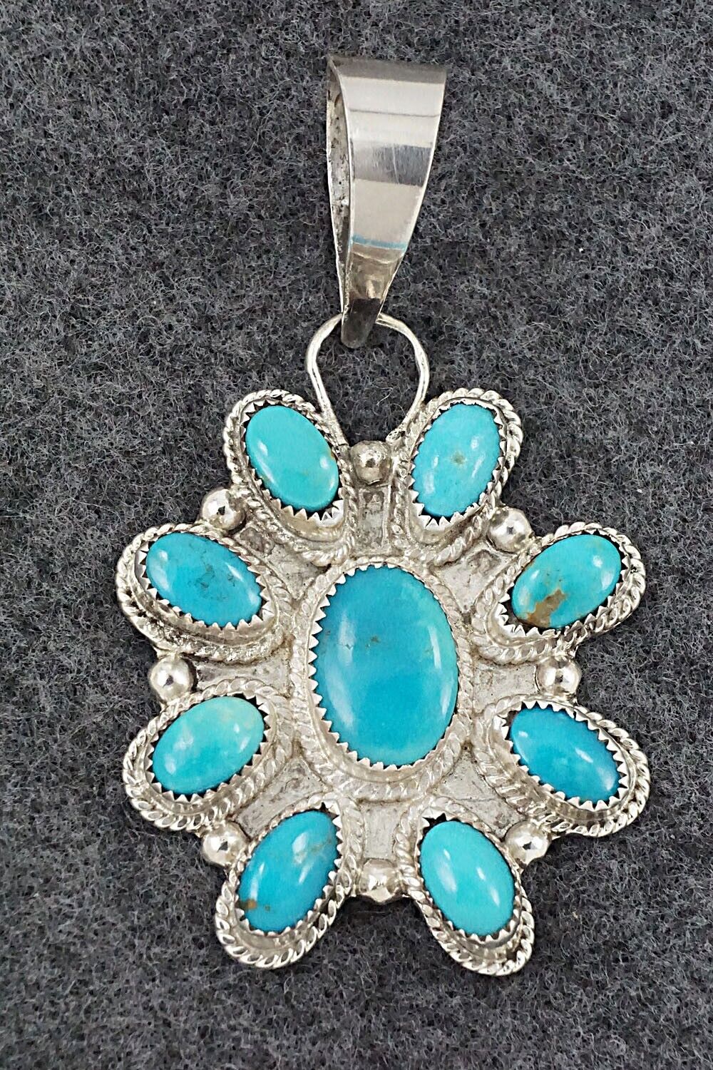 Turquoise & Sterling Silver Pendant - Kenny Calavaza