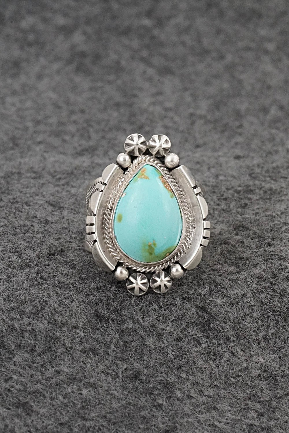 Turquoise & Sterling Silver Ring - Samuel Yellowhair - Size 8