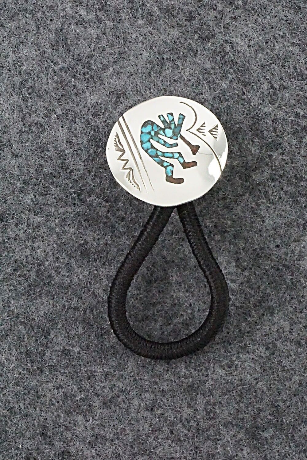 Turquoise, Coral & Sterling Silver Hair Tie - Joleen Yazzie