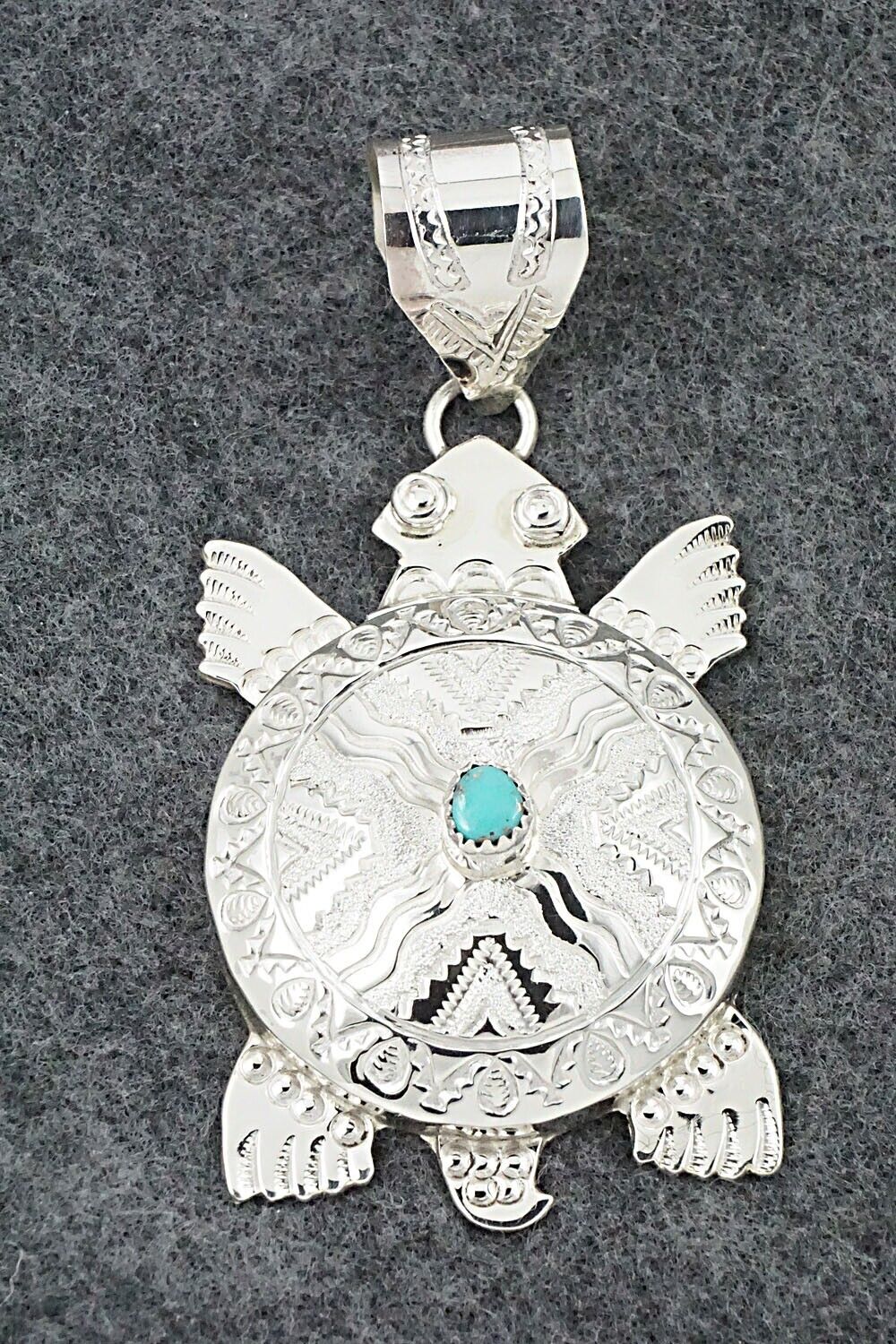 Turquoise & Sterling Silver Pendant - Alanzo Mariano